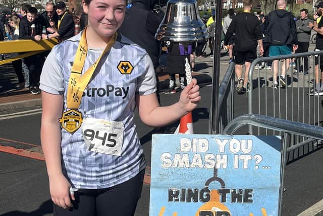 Rosie Byrne at the end of the Wolverhampton 10k in March. Photo supplied