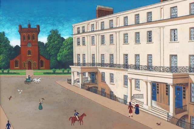 ‘Christ Church and The Parade, Leamington Spa’, the painting was created by Mark Kaiser
