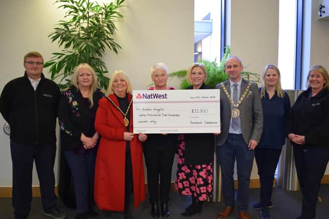 Rainsbrook Crematorium's Edward Beynon, Cllr Noreen New, Cllr Jo Gilford, Arden Angels Nickie Brightwell and Amanda Barden, the Mayor of Rugby, Cllr Simon Ward, Cllr Claire Edwards and Lorraine Marley, Rugby Borough Council's bereavement services manager.