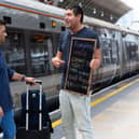 Wouter Corduwener, self-taught 29-language polyglot, speaking to Heathrow Express passenger