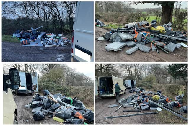 The fly tipping on the Packington Estate on Maxstone Lane near Meriden (photos by OPU Warwickshire)