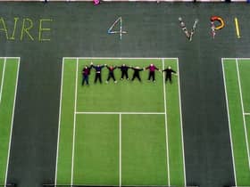 Claire's Pomfret's supporters on the tennis courts at Victoria Park. Picture supplied.