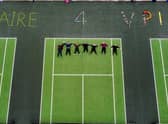 Claire's Pomfret's supporters on the tennis courts at Victoria Park. Picture supplied.