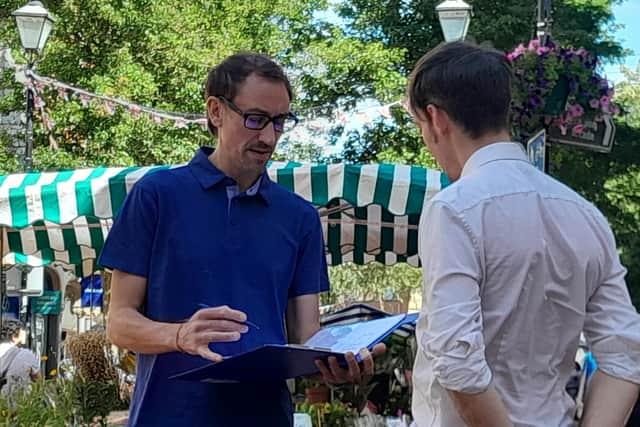 Rugby's prospective parliamentary candidate for the Conservative party Yousef Dahmash out and about in the town centre.