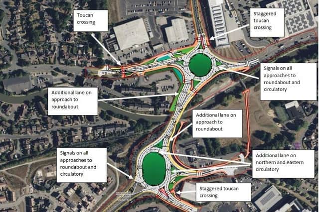 Highway improvements on A452 Europa Way at the Fords Foundry and Queensway roundabouts. Picture supplied.