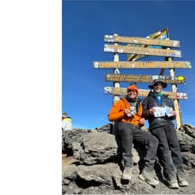 Mark Harrington and his friend Dean Hands recently completed their Kilimanjaro fundraising challenge, despite the team facing severe weather and significant physical challenges on the mountain. Photo supplied by South Warwickshire University NHS Foundation Trust (SWFT)