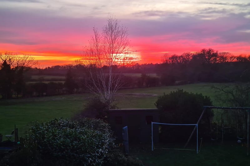 The beautiful sunset over the Rugby area on Sunday February 5, taken by Kirsty Cripps