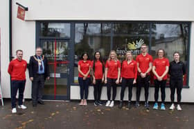 The Fire & Earth Sports Massage team at their new clinic in Regent Grove pictured with Leamington Mayor Councillor Alan Boad. Picture supplied.
