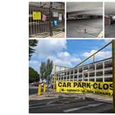 A collage of photos of the Covent Garden multi-storey car park in Leamington.