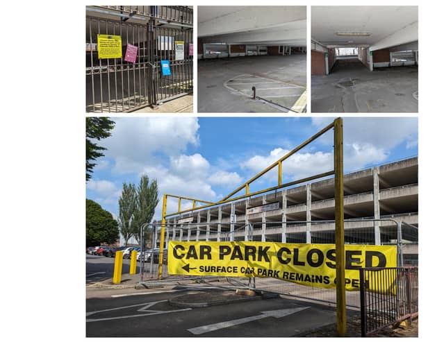 A collage of photos of the Covent Garden multi-storey car park in Leamington.