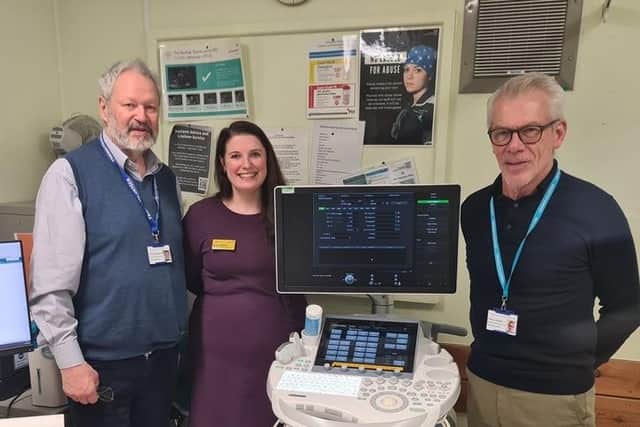 Willy Goldschmidt, President of The Friends, Kara Maitra, UHCW Deputy Chief Strategy and Transformation Officer and Doug Jones, Chair of The Friends.