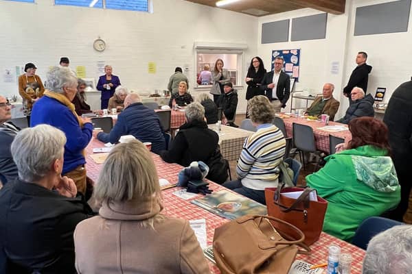 Rachel Taylor MP and Mark Wild, CEO of HS2, meet Water Orton residents at 'Spud Club'