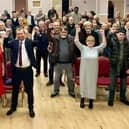 Cllr John Slinger (fifth from left) celebrates with other members of the Labour Party.