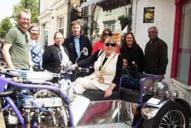 Rugby's new mayor, Cllr Brabara Brown, and friends admire one of the many super three wheelers on show.
