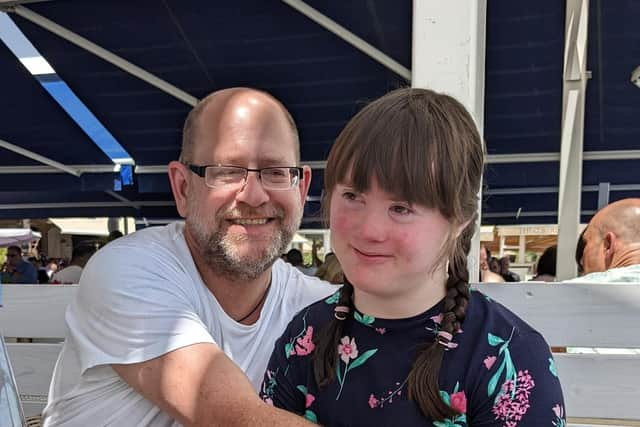 Dave Kelly, organiser of the Frank Wise Bike Ride, and his daughter Penny, who attends the school