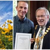 Left: David Chantrey's winning photo, titled ‘Hidden Corner of Christchurch Gardens’. Right: David receives his award from Leamington Mayor Cllr Alan Boad.