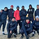 Lewis Williams (far right) with his Team GB teammates while training. Picture supplied.