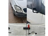 The driver of this dangerous van near Rugby, who was using a screwdriver to keep the back door shut, has been warned by police not to drive the vehicle until it is safe and roadworthy.