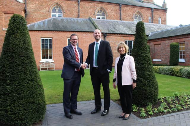 Left to right: Ed Hester, Foundation Principal, Grove du Toit, Headmaster, and Liz Griffin, Chair of Trustees.