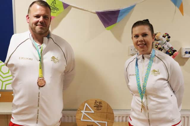 Pictured at Victoria Park Bowls Pavilion from left to right: Craig Bowler - International Para Lawn Bowls player and Commonwealth Games Bronze Medallist and Jamie-Lea Winch - International Lawn Bowls player and Commonwealth Games Gold Medallist.