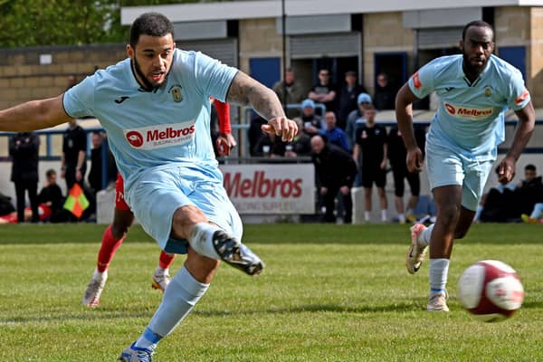Loyiso Recci slots home the second of his two penalties in Saturday's much-needed win over Walsall Wood (Picture: Martin Pulley)