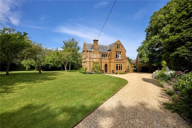 The six-bedroom property comes with a long driveway and well-maintained gardens.