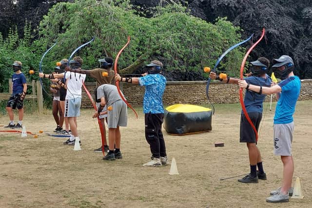 Avon Valley students participating in archery tag