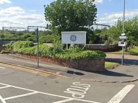 The GE sign on Wood Street.