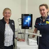 Warwick Rotary Club secretary, Jackie Crampton who had been liaising with the fundraising team at SWFT, was allowed in between patients to see the new equipment and to meet Clinical Sister Pauline Howes who was thankful to Rotarians for their support. Photo supplied