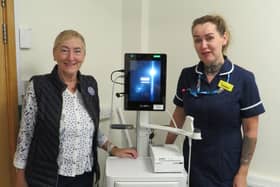 Warwick Rotary Club secretary, Jackie Crampton who had been liaising with the fundraising team at SWFT, was allowed in between patients to see the new equipment and to meet Clinical Sister Pauline Howes who was thankful to Rotarians for their support. Photo supplied