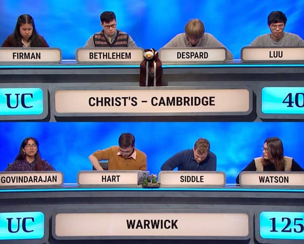 A team of students from the University of Warwick reached the final of this year’s University Challenge. Photo supplied by The University of Warwick