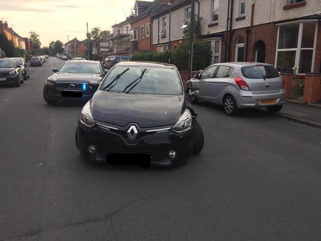 The Renault Clio collided with a parked car in Tachbrook Street, Leamington. The vehicle was recovered from the scene.