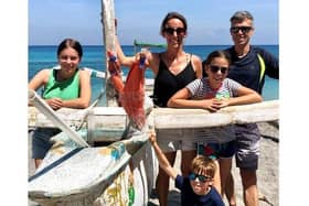 Sarah Loveday and her family on holiday during their trip to Indonesia. Picture supplied.