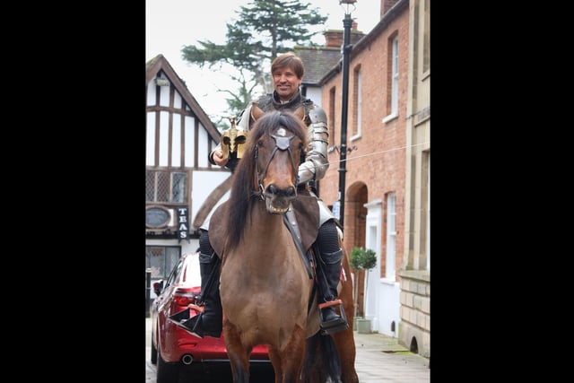 The launch event included an appearance from Guy of Warwick on horseback, played by Karl Ude-Martinez, a professional actor, TV presenter and expert horseman. Photo by Owen Thompson and Luke Cave, students at the Warwickshire College Group and University Centre.