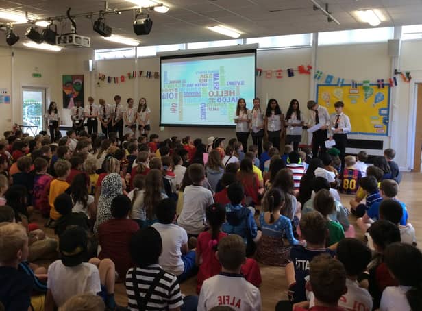 Children and staff at Coten End Primary School have been celebrating the amazing variety of languages spoken at their school.