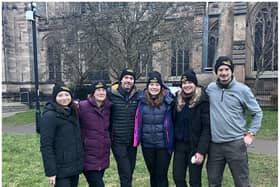 From the left; Kathryn Hemingway, Katherine Snell, Adrian Clack, Sarah Griffiths, Natasha Brand, Stuart Field from L&Q Estates at the end of the Big Sleepout 2023. Photo supplied