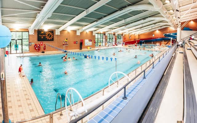 The swimming pool at Newbold Comyn Leisure Centre