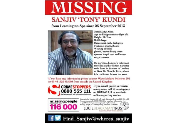 A poster appealing for information on the whereabouts of Satvir's missing brother Sanjiv (Tony) Kundi. Picture supplied.