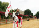 Warwick Castle’s own female knights have been flying the flag in support of England’s Lionesses. Photo supplied by Warwick Castle