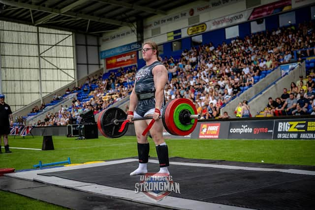 Joe at England's Strongest 2022. Blowfish Photography.