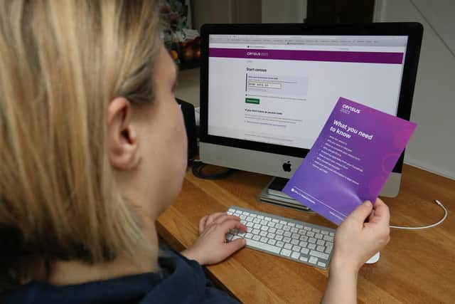 A woman completing their Census form on line ahead of Census Day on Sunday. Picture date: Saturday March 20, 2021.