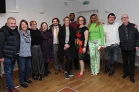 Labour's Shadow Minister for Domestic Violence and Safeguarding, Jess Phillips, centre, is pictured at a Rugby Labour event on Thursday.