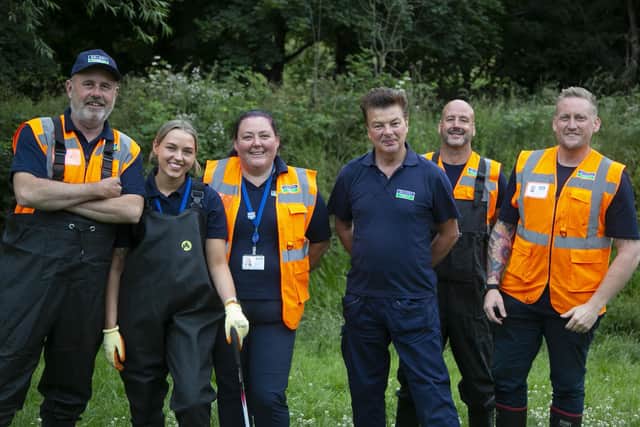 The clean up crew at the River Sherborne at Charterhouse, Coventry. Photo supplied by Severn Trent