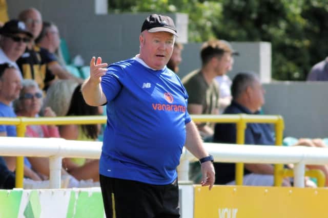 Leamington FC boss Paul Holleran was left to rue missed chances at Buxton on Tuesday night (Picture: Tim Nunan - @LeamingtonFC)