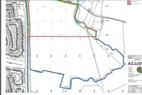 The outline of the site south of Chesterton Gardens in Leamington where AC LLoyd wants to build 185 houses