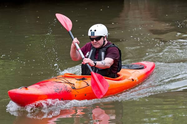 Paddy Doyle in his kayak as part of his 716th feat