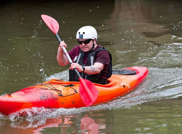 Paddy Doyle in his kayak as part of his 716th feat