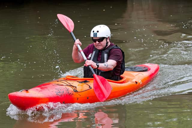 Paddy Doyle in his kayak as part of his 716th feat
