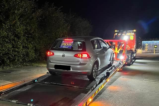 Officers stopped the suspect's VW Golf on the A45 near Brandon - and it turned out that the driver had no insurance.