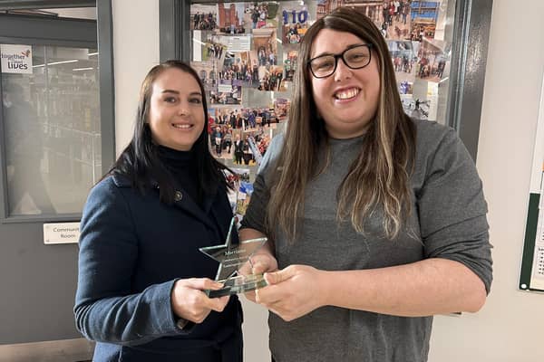 This year the Leamington Morrisons Community Star Award goes to Tilly Verwoerd for her work in the community supporting vulnerable women, volunteering at a night shelter, helping people and also supporting with collections for local charities. Photo shows Tilly Verwoerd (left) with Morrisons community champion Alex Pearson. Photo supplied